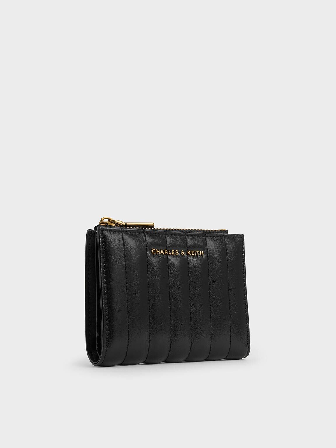 CHARLES & KEITH Smart Buy / Donna Panelled Top-Zip Wallet - Black