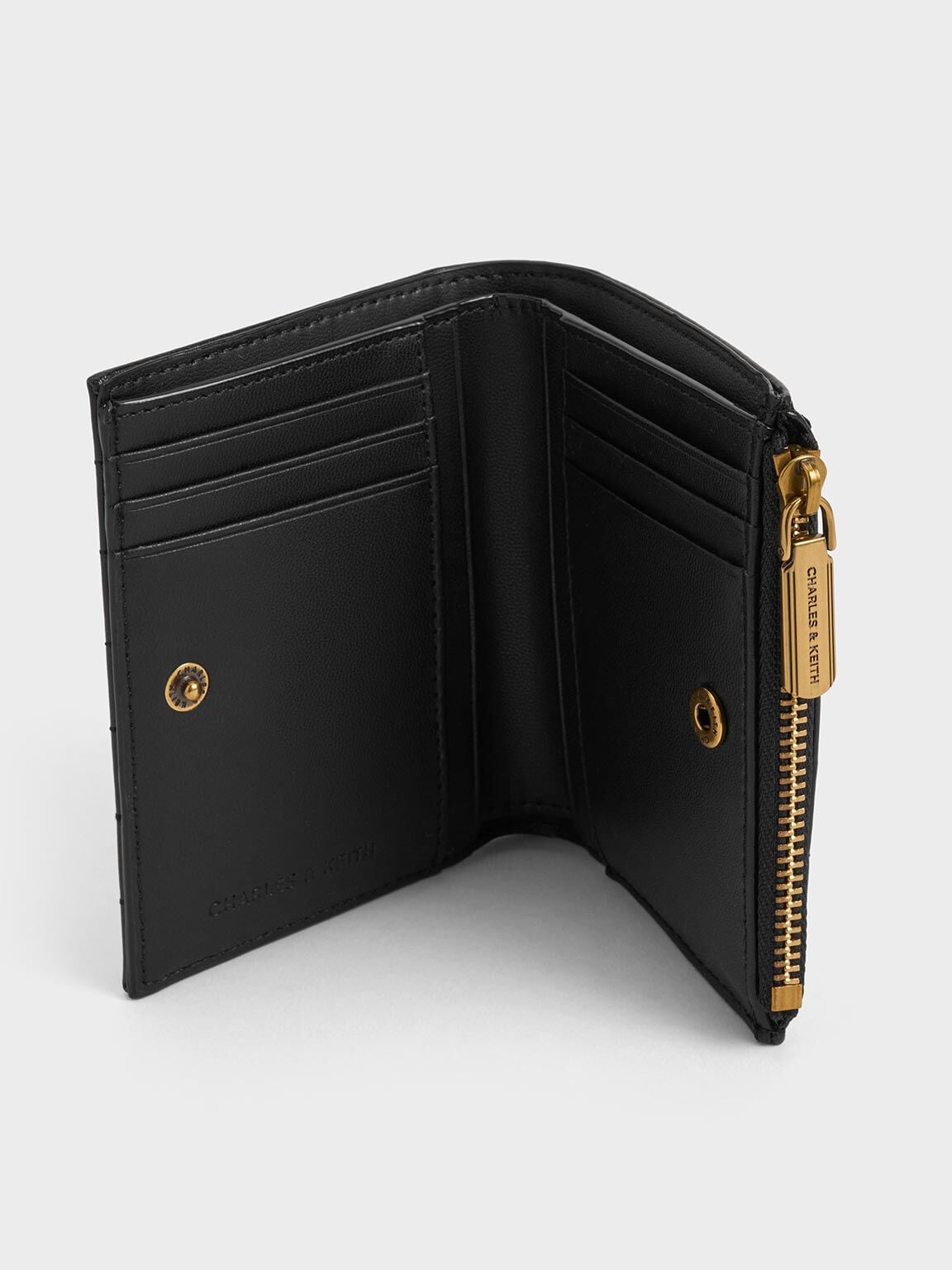 CHARLES & KEITH Smart Buy / Donna Panelled Top-Zip Wallet - Black