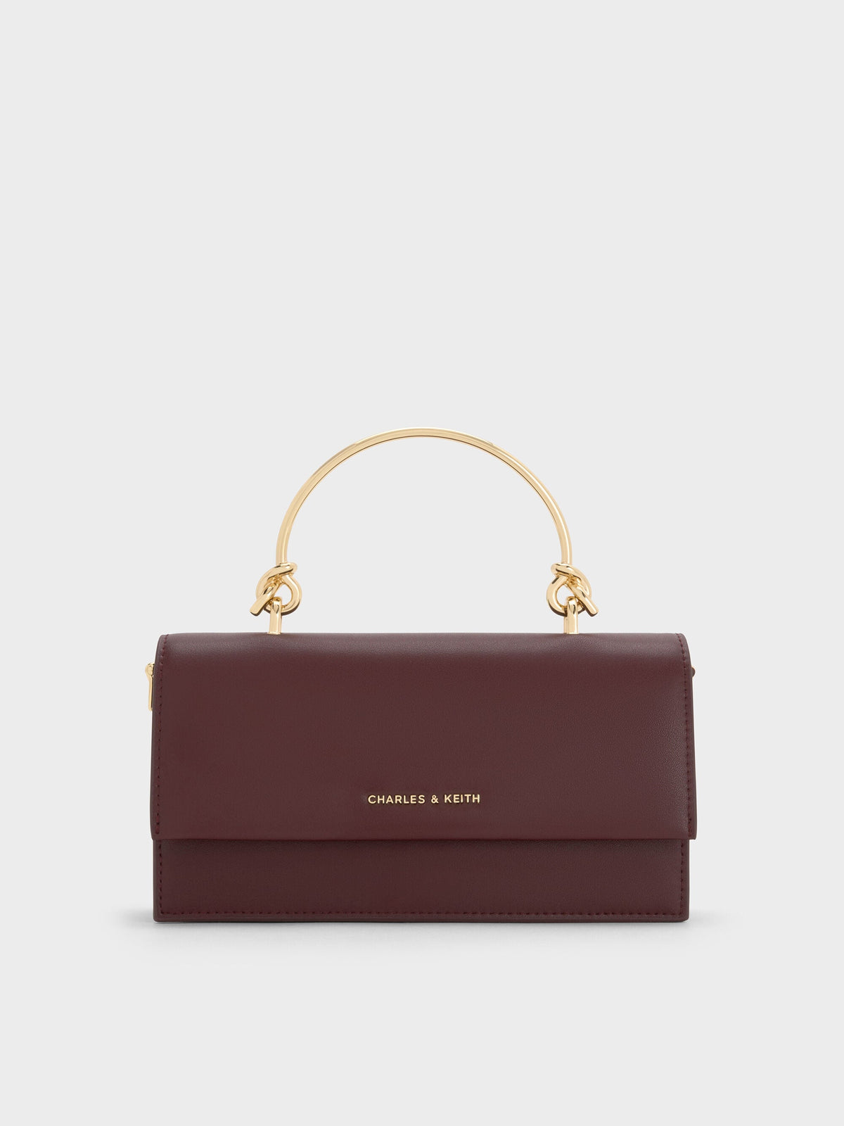CHARLES & KEITH Smart Buy / Kristine Sculptural-Handle Long Wallet - Wineberry Red