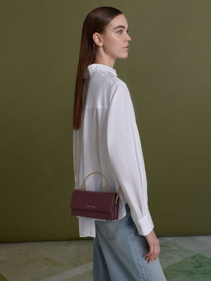 CHARLES & KEITH Smart Buy / Kristine Sculptural-Handle Long Wallet - Wineberry Red
