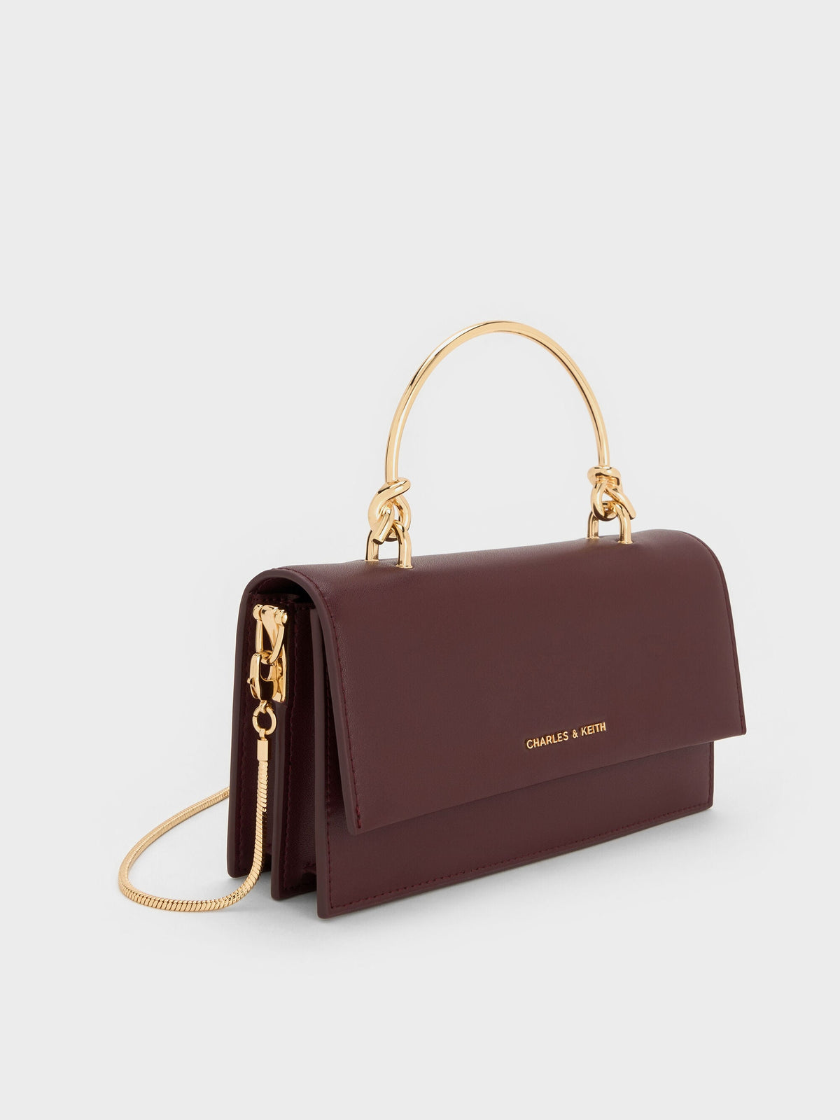 CHARLES & KEITH Smart Buy / Kristine Sculptural-Handle Long Wallet - Wineberry Red