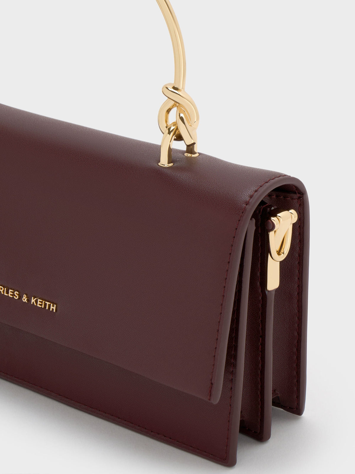 CHARLES & KEITH Smart Buy / Kristine Sculptural-Handle Long Wallet - Wineberry Red