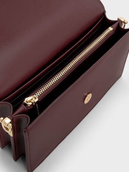 CHARLES & KEITH Smart Buy / Kristine Sculptural-Handle Long Wallet - Wineberry Red