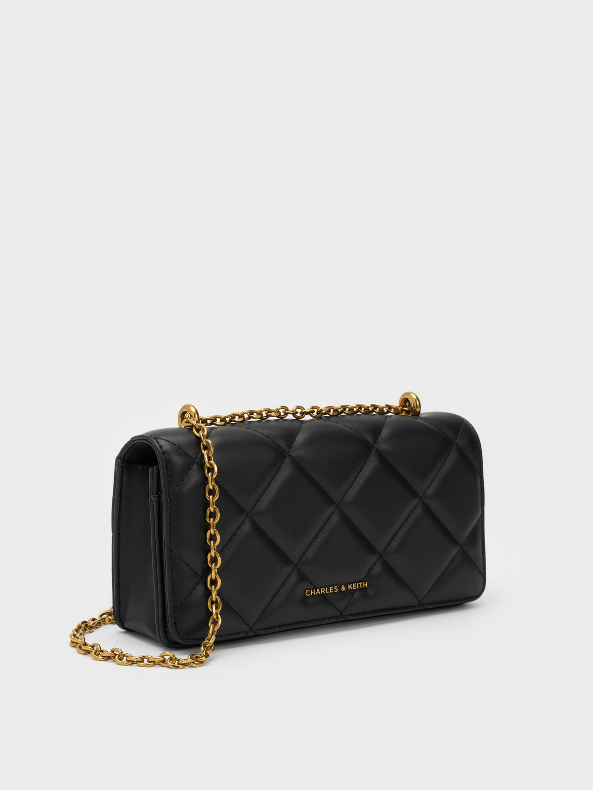 CHARLES & KEITH Best Seller / Paffuto Quilted Wallet On Chain - Black
