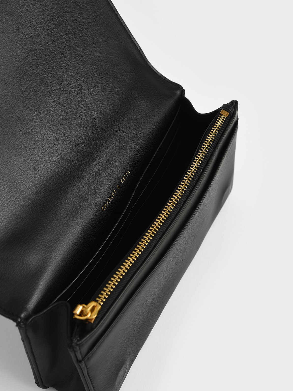 CHARLES & KEITH Best Seller / Paffuto Quilted Wallet On Chain - Black