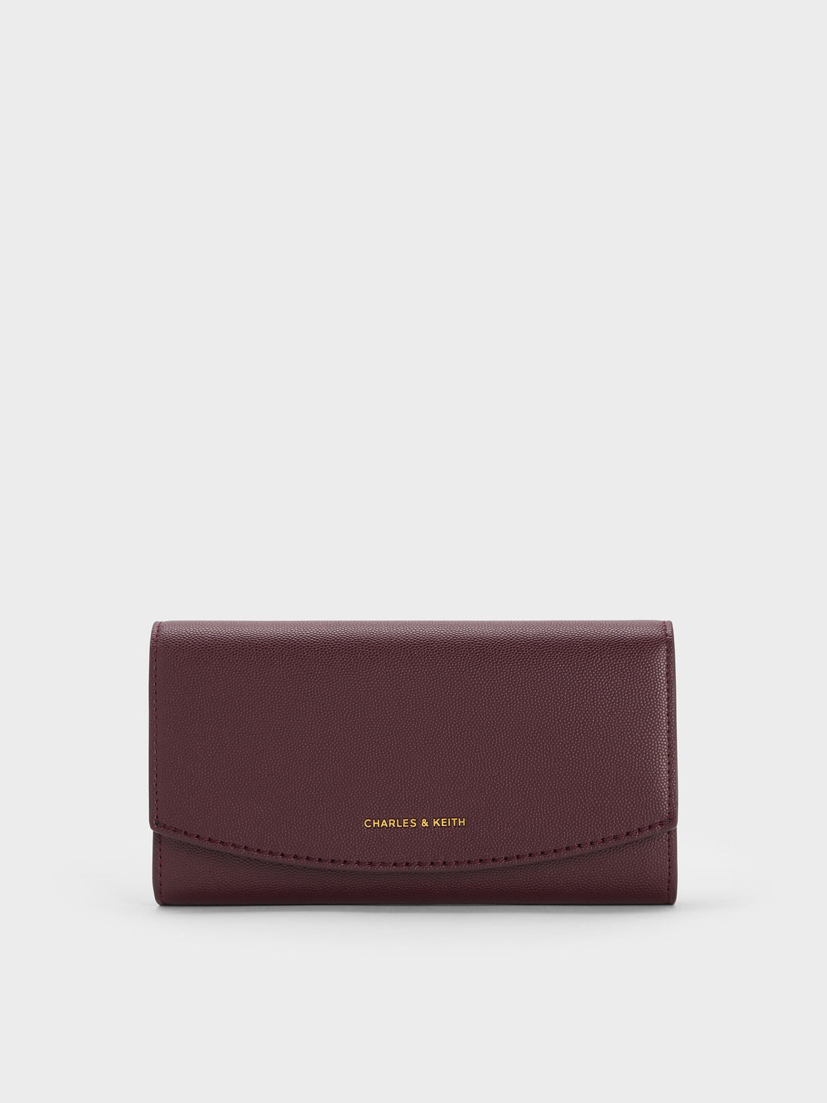 CHARLES & KEITH Best Seller / Briony Curved Flap Long Wallet - Wineberry Red