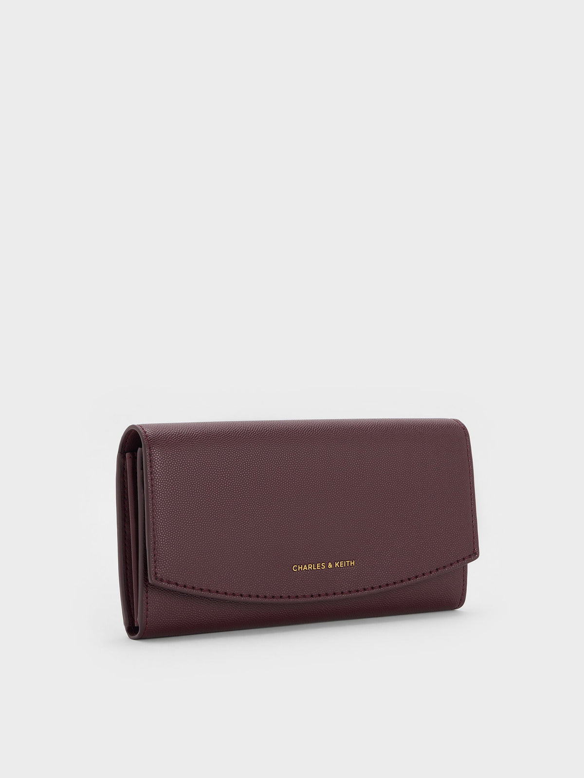 CHARLES & KEITH Best Seller / Briony Curved Flap Long Wallet - Wineberry Red