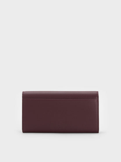 CHARLES & KEITH Best Seller / Briony Curved Flap Long Wallet - Wineberry Red