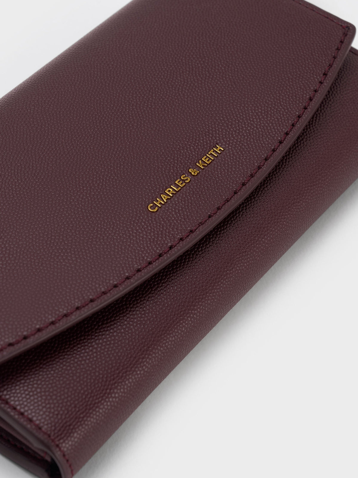 CHARLES & KEITH Best Seller / Briony Curved Flap Long Wallet - Wineberry Red