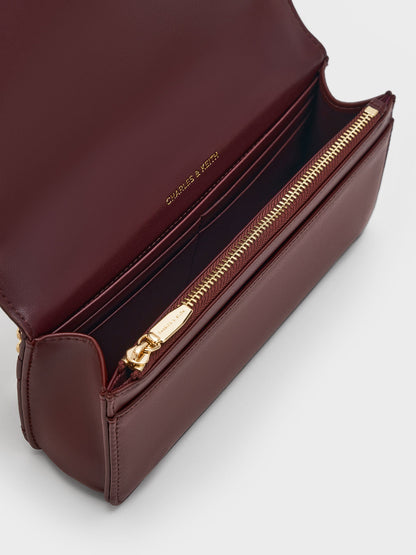 CHARLES & KEITH Latest / Paffuto Quilted Chain-Handle Long Wallet - Dark Chocolate