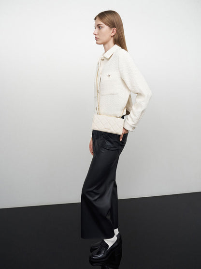 CHARLES & KEITH Latest / Paffuto Quilted Wallet On Chain - Cream