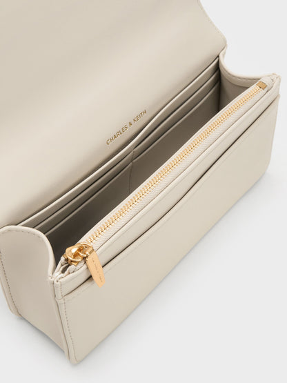 CHARLES & KEITH Latest / Paffuto Quilted Wallet On Chain - Cream