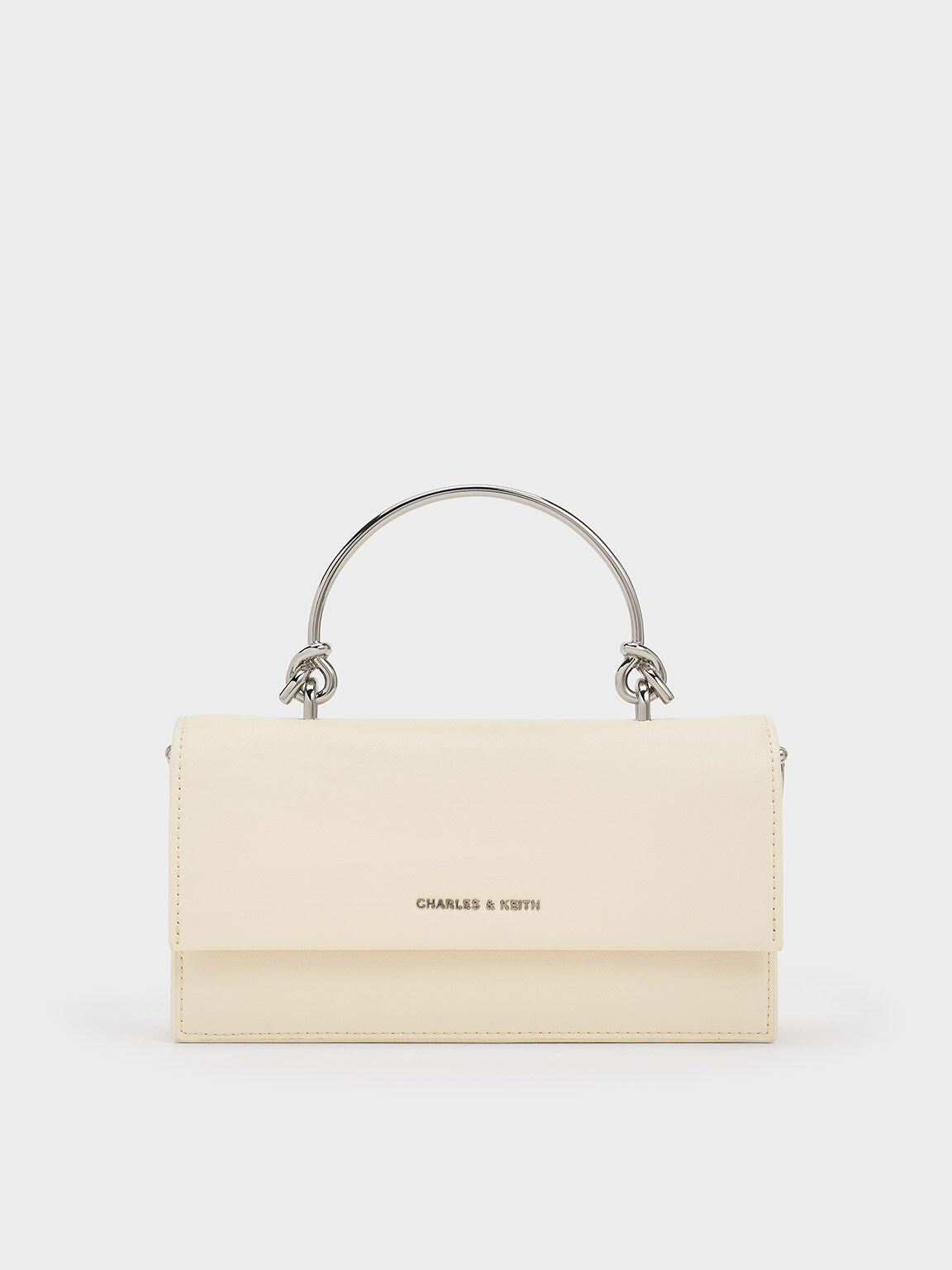 CHARLES & KEITH Great Value / Kristine Sculptural-Handle Long Wallet - Cream