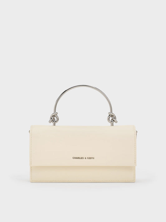 CHARLES & KEITH Great Value / Kristine Sculptural-Handle Long Wallet - Cream