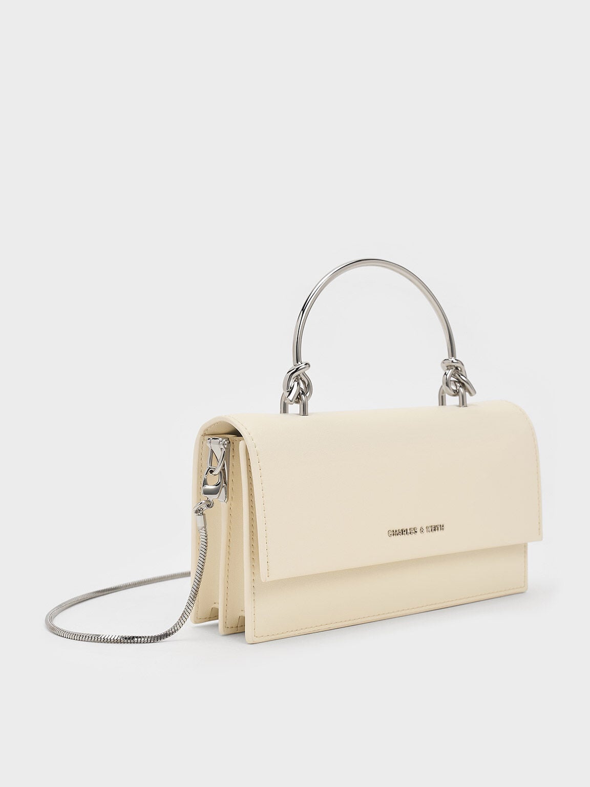 CHARLES & KEITH Great Value / Kristine Sculptural-Handle Long Wallet - Cream