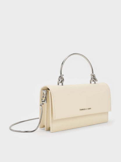 CHARLES & KEITH Great Value / Kristine Sculptural-Handle Long Wallet - Cream