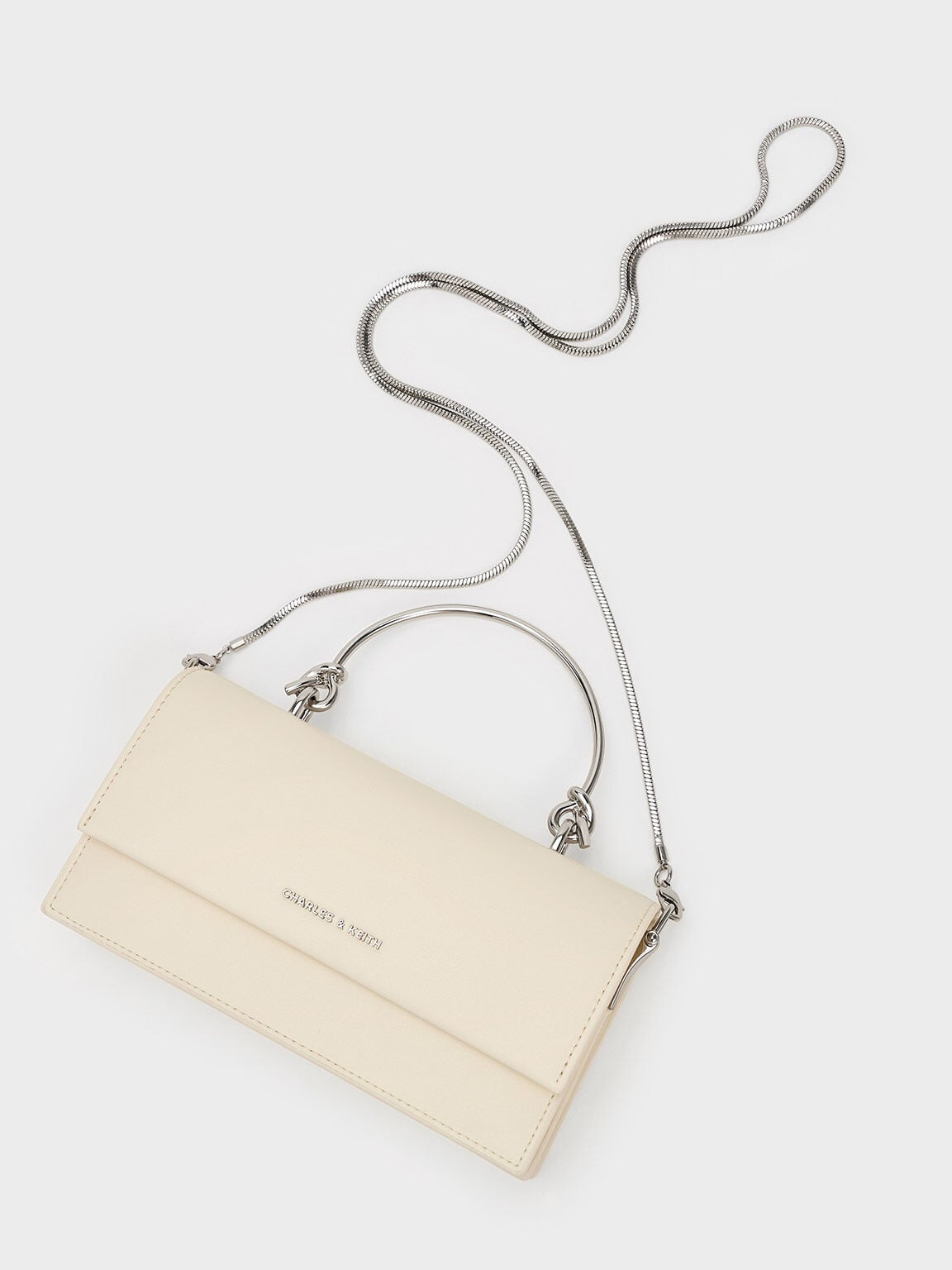 CHARLES & KEITH Great Value / Kristine Sculptural-Handle Long Wallet - Cream