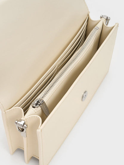 CHARLES & KEITH Great Value / Kristine Sculptural-Handle Long Wallet - Cream