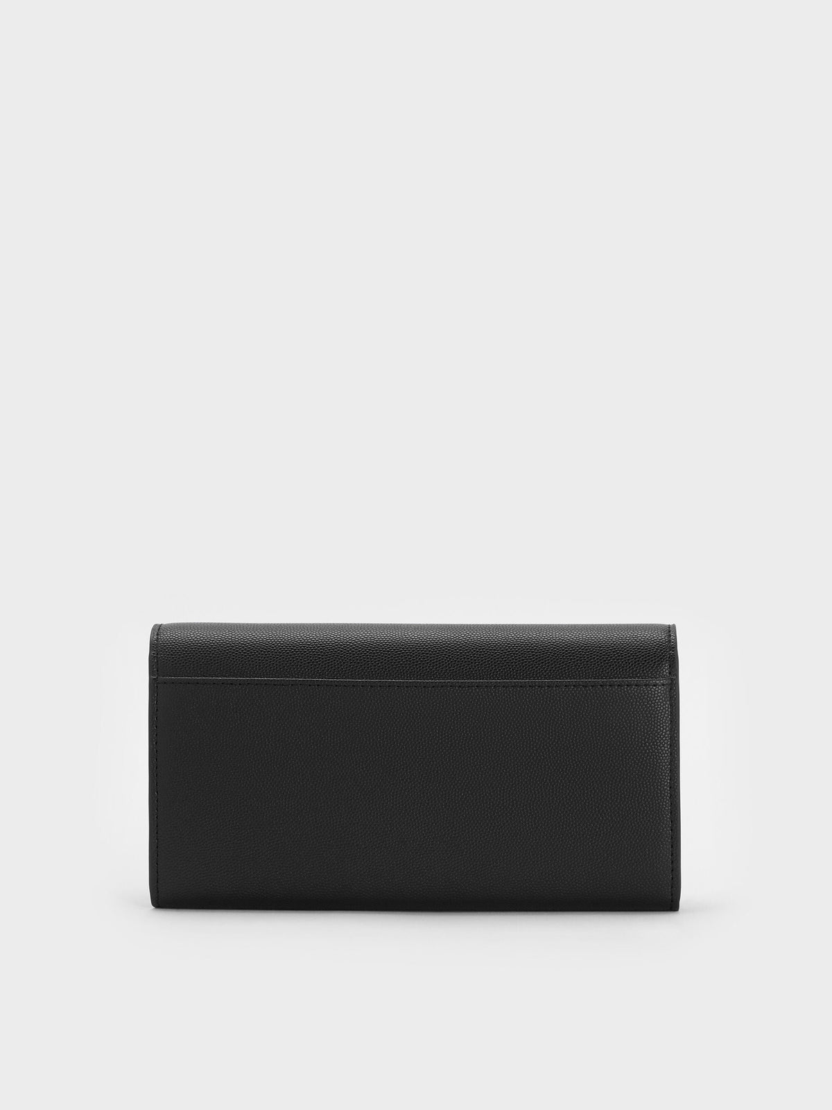 CHARLES & KEITH New / Briony Curved Flap Long Wallet - Black