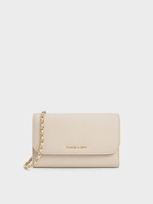 CHARLES & KEITH Latest / Octavia Front Flap Long Wallet - Ivory