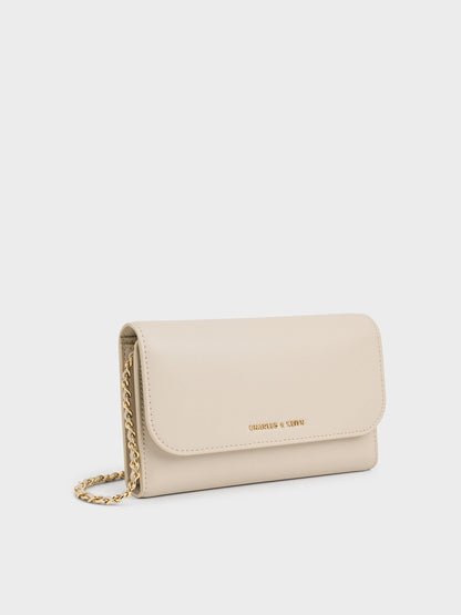 CHARLES & KEITH Latest / Octavia Front Flap Long Wallet - Ivory