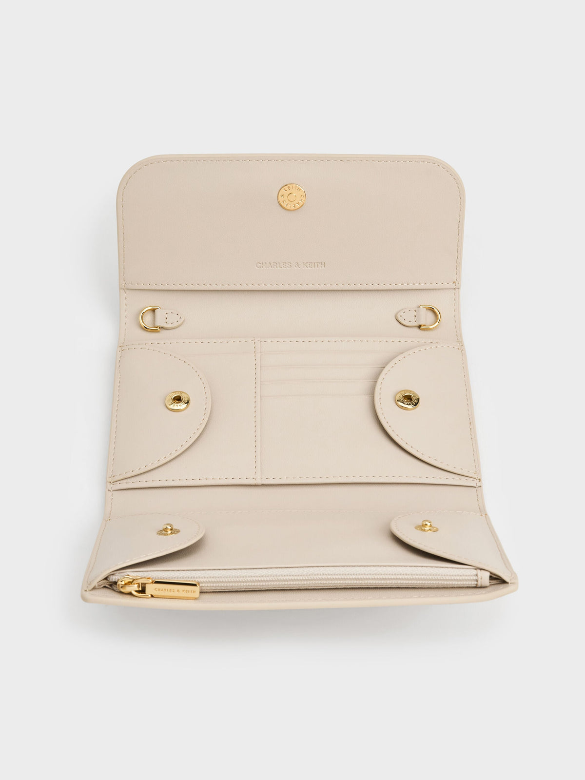 CHARLES & KEITH Latest / Octavia Front Flap Long Wallet - Ivory