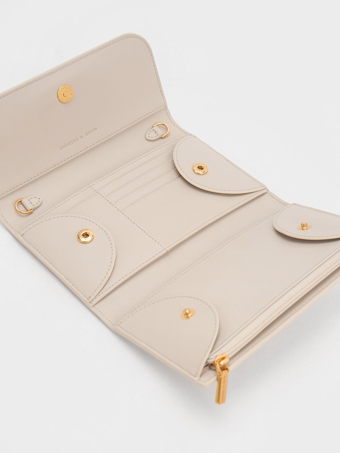 CHARLES & KEITH Latest / Octavia Front Flap Long Wallet - Ivory