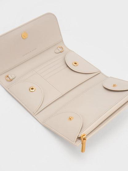 CHARLES & KEITH Latest / Octavia Front Flap Long Wallet - Ivory