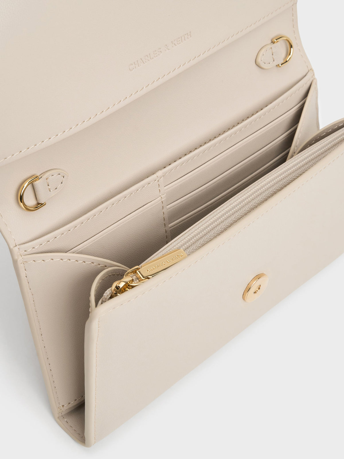 CHARLES & KEITH Latest / Octavia Front Flap Long Wallet - Ivory