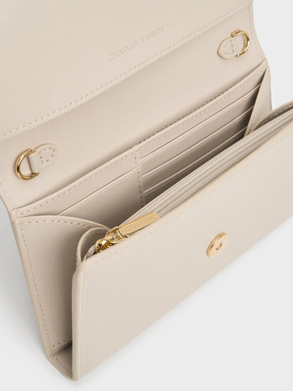 CHARLES & KEITH Latest / Octavia Front Flap Long Wallet - Ivory