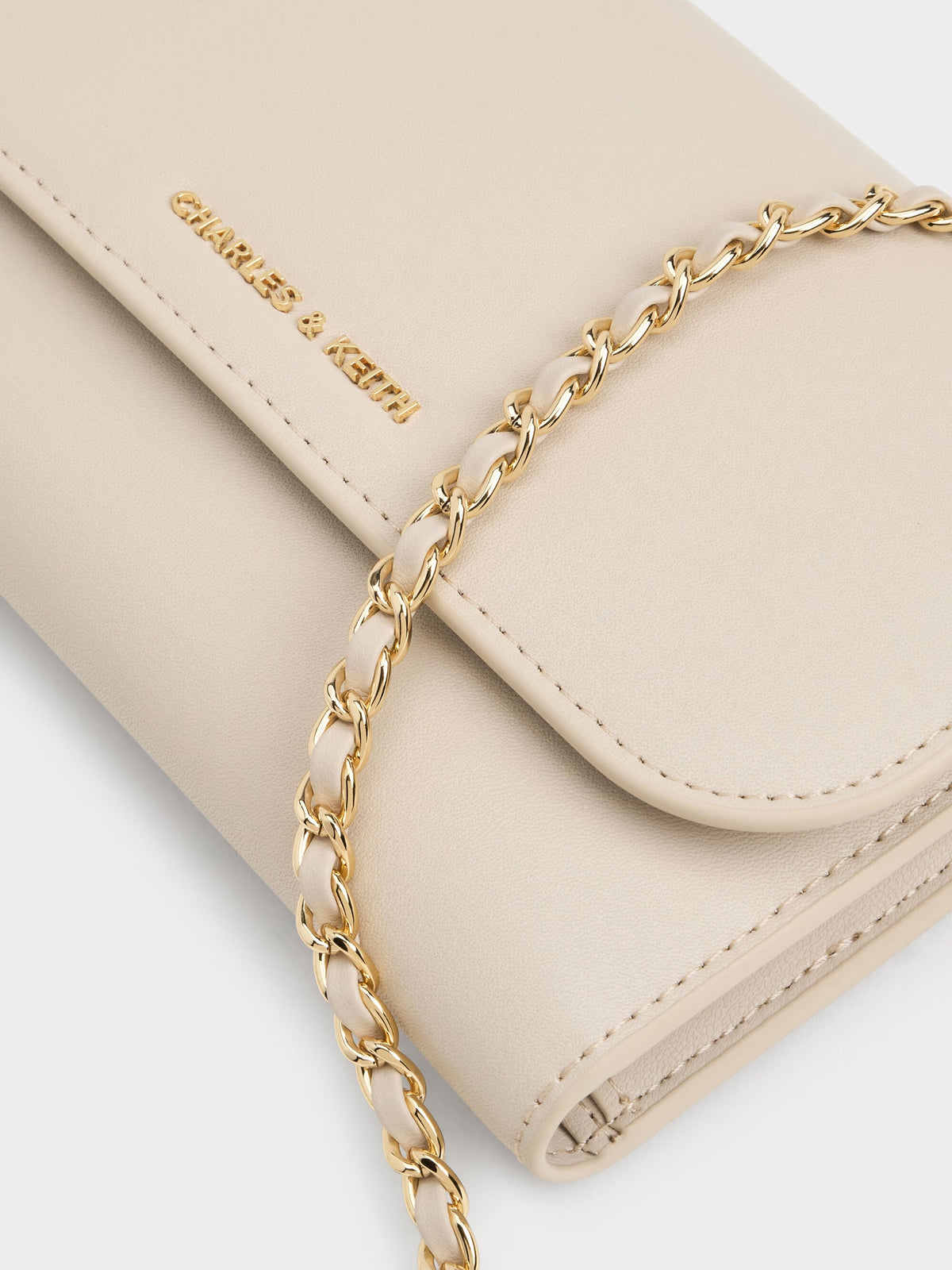 CHARLES & KEITH Latest / Octavia Front Flap Long Wallet - Ivory