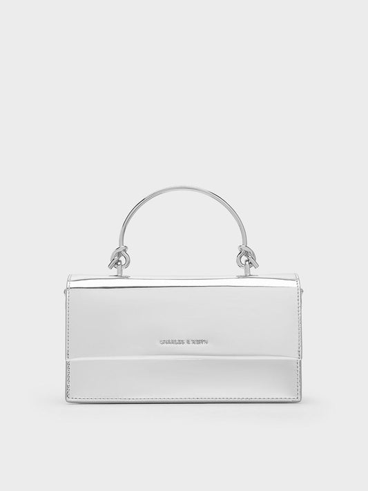 CHARLES & KEITH Deals / Kristine Metallic Sculptural-Handle Long Wallet - Silver