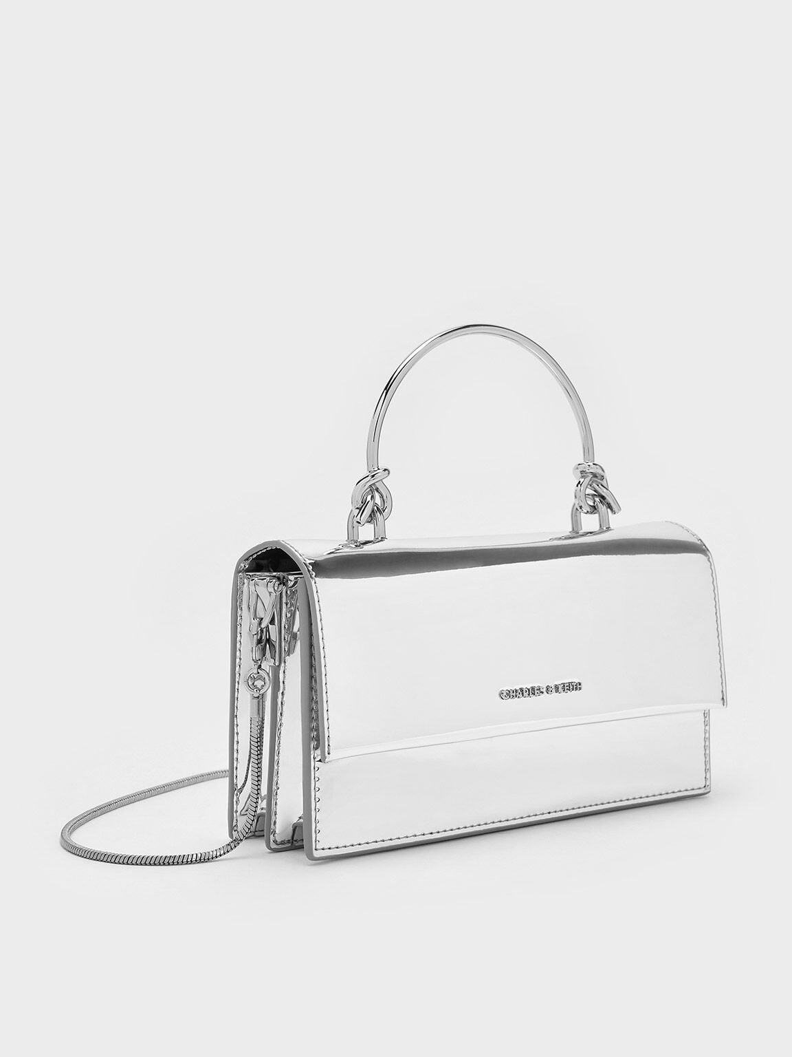 CHARLES & KEITH Deals / Kristine Metallic Sculptural-Handle Long Wallet - Silver