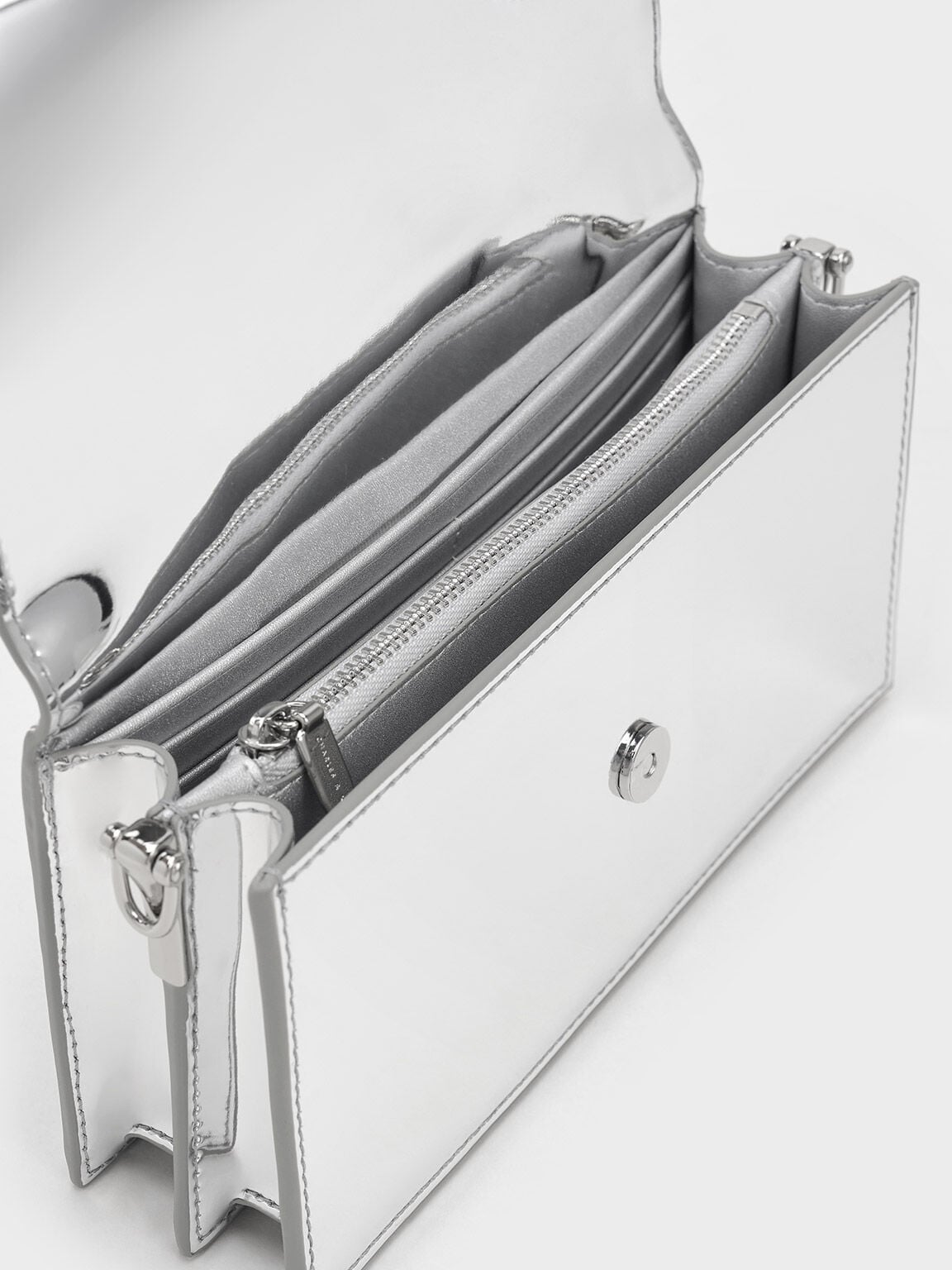CHARLES & KEITH Deals / Kristine Metallic Sculptural-Handle Long Wallet - Silver