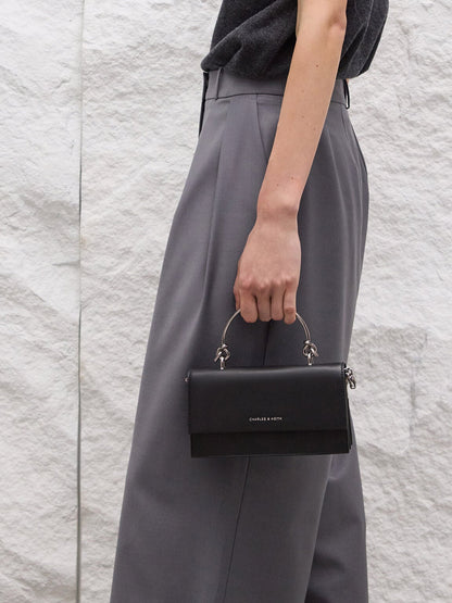 CHARLES & KEITH Value / Kristine Sculptural-Handle Long Wallet - Noir