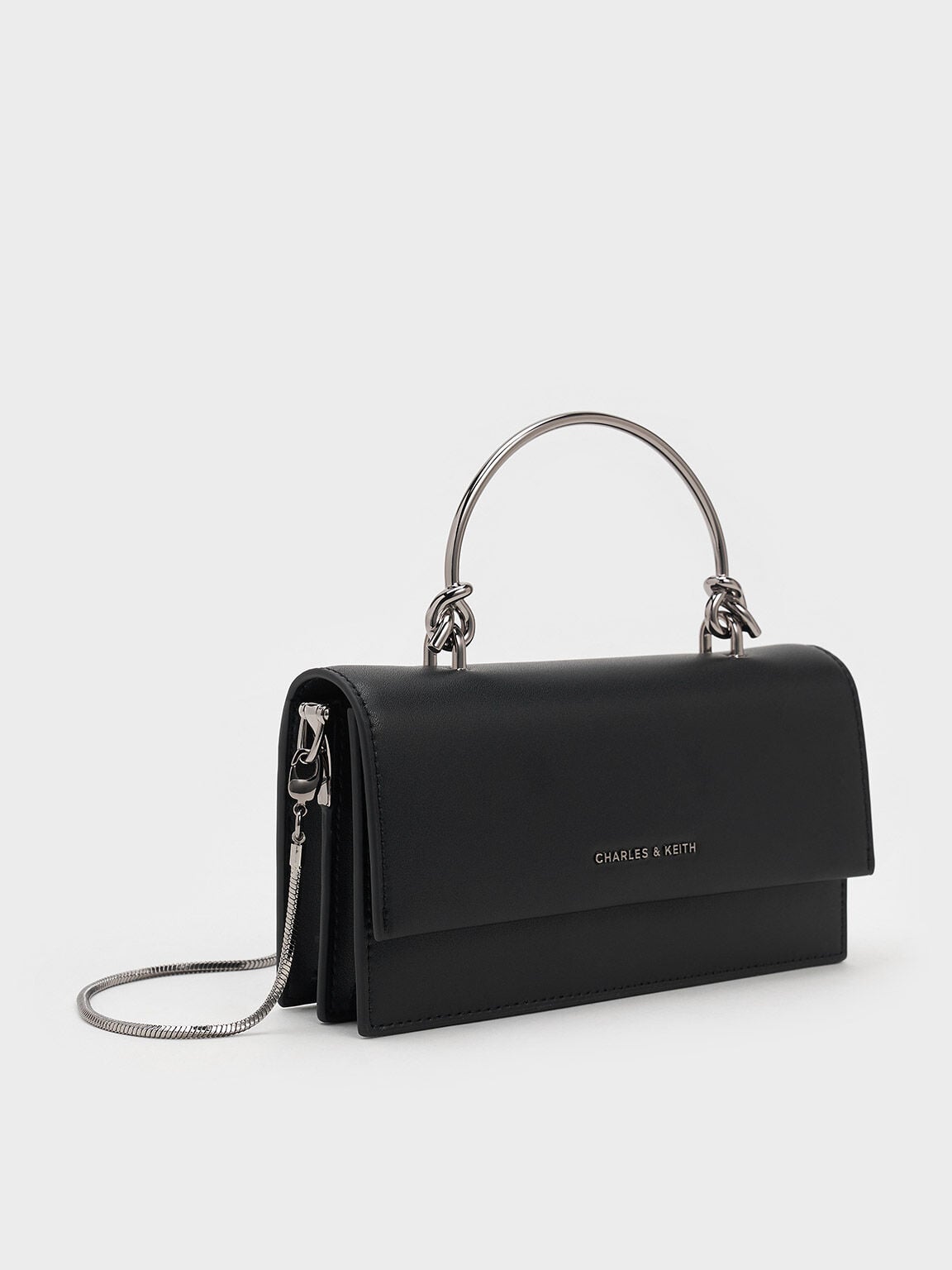CHARLES & KEITH Value / Kristine Sculptural-Handle Long Wallet - Noir