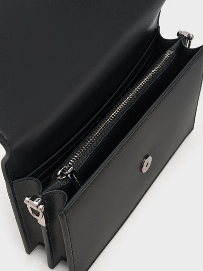 CHARLES & KEITH Value / Kristine Sculptural-Handle Long Wallet - Noir