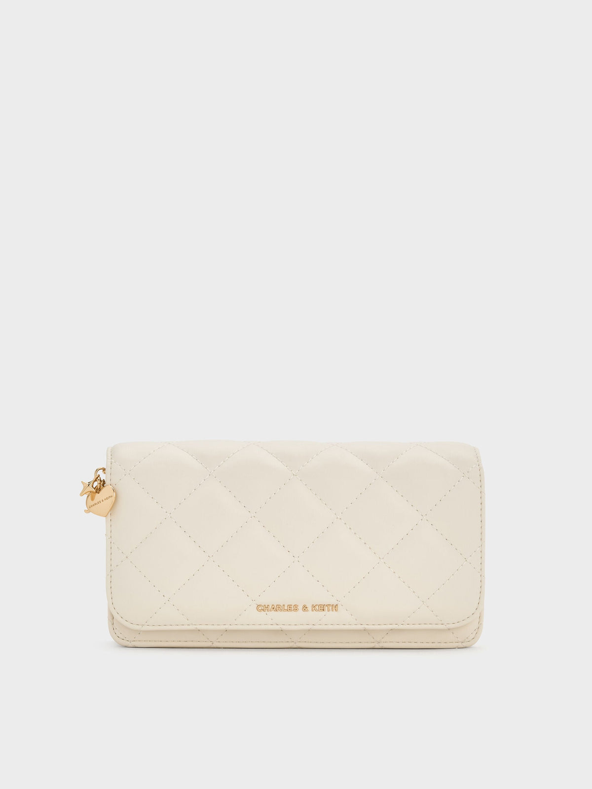 CHARLES & KEITH Value / Arrietty Quilted Wallet On Chain - Cream