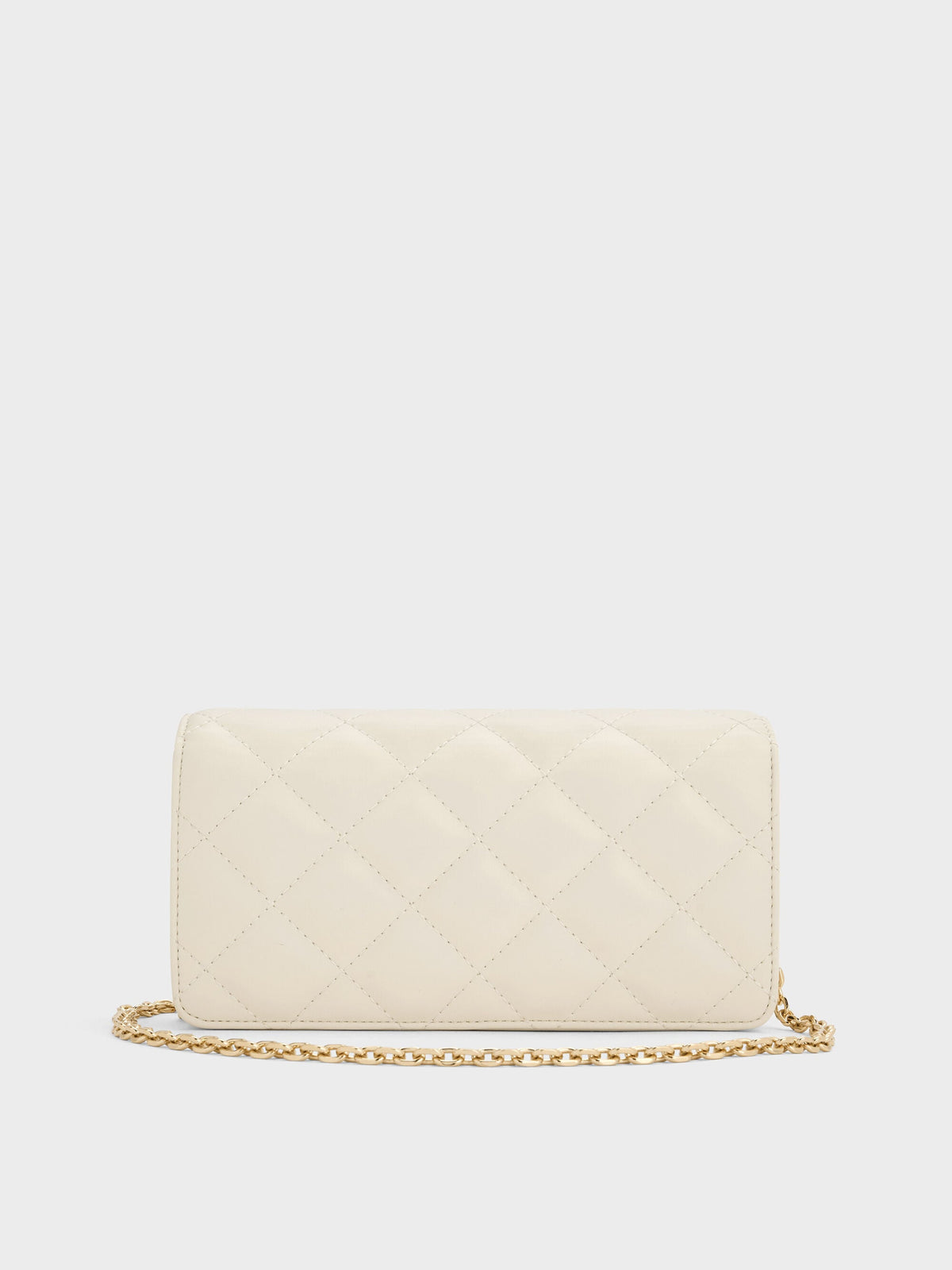 CHARLES & KEITH Value / Arrietty Quilted Wallet On Chain - Cream