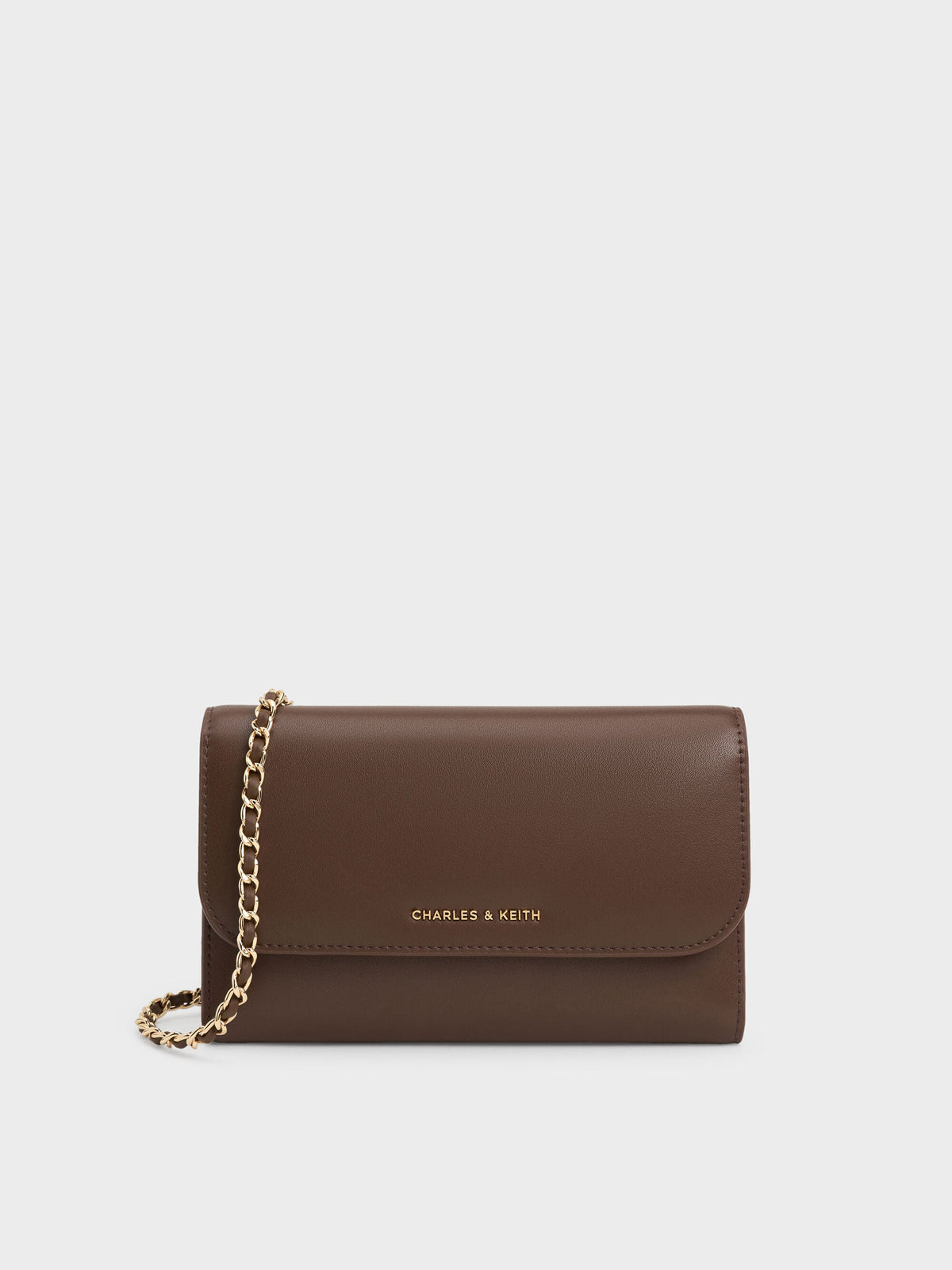 CHARLES & KEITH Essential / Octavia Front Flap Long Wallet - Dark Brown