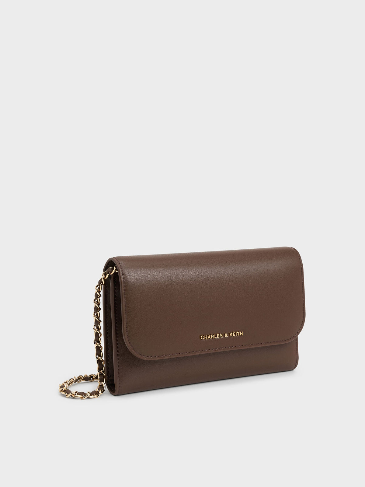 CHARLES & KEITH Essential / Octavia Front Flap Long Wallet - Dark Brown