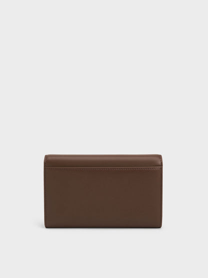 CHARLES & KEITH Essential / Octavia Front Flap Long Wallet - Dark Brown