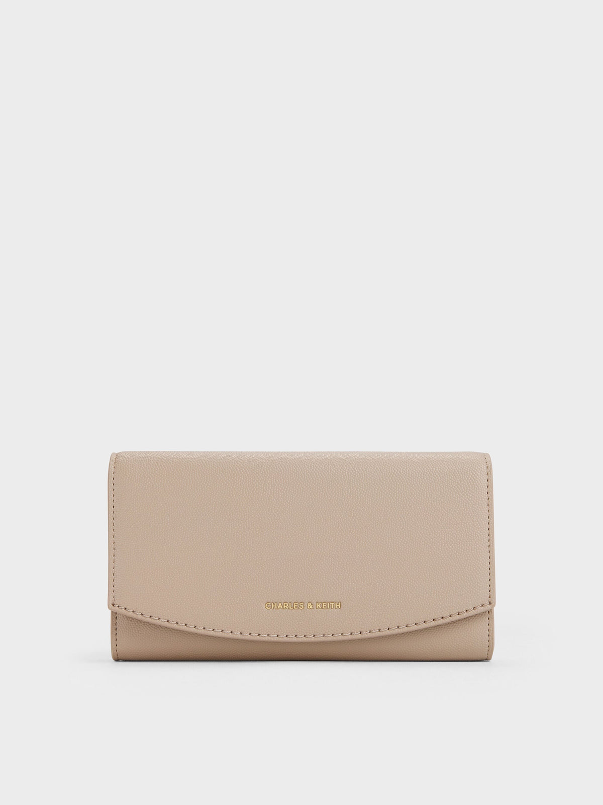 CHARLES & KEITH Trending / Briony Curved-Flap Long Wallet - Taupe