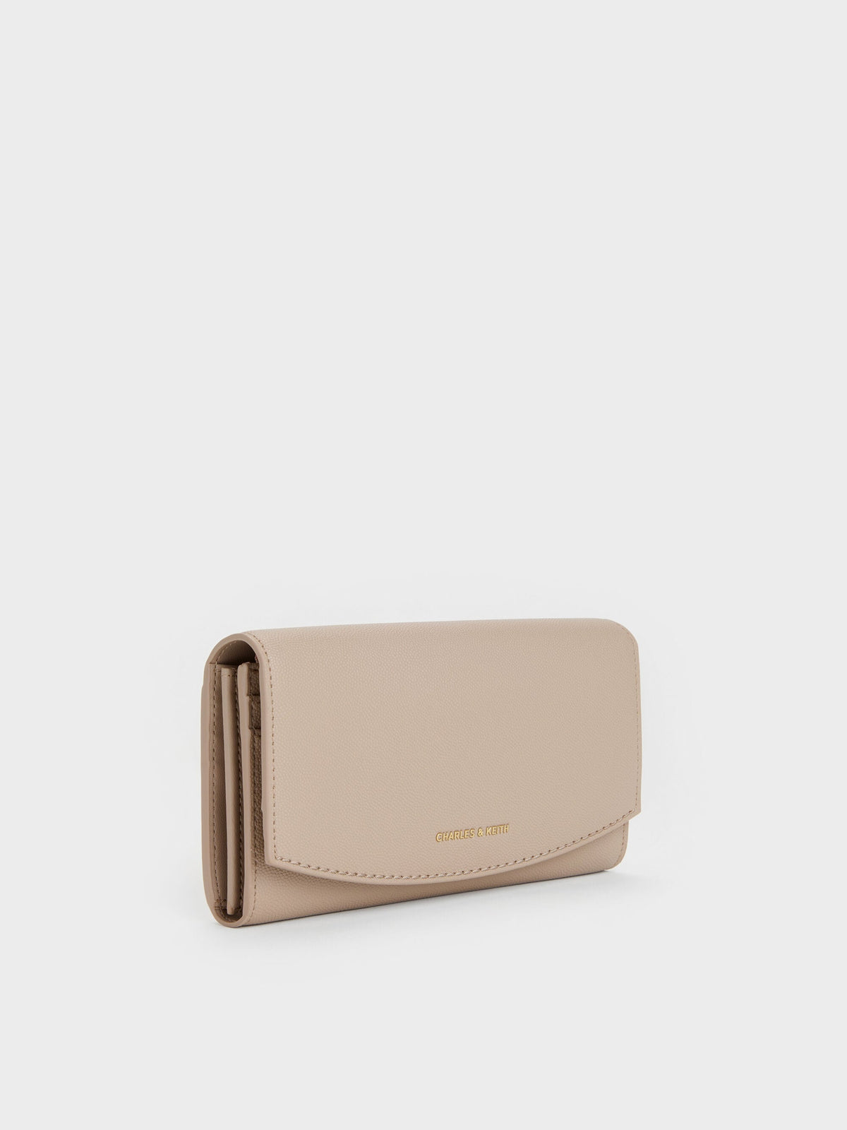 CHARLES & KEITH Trending / Briony Curved-Flap Long Wallet - Taupe