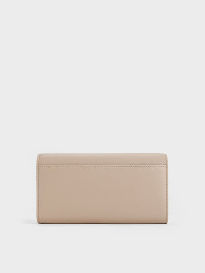 CHARLES & KEITH Trending / Briony Curved-Flap Long Wallet - Taupe