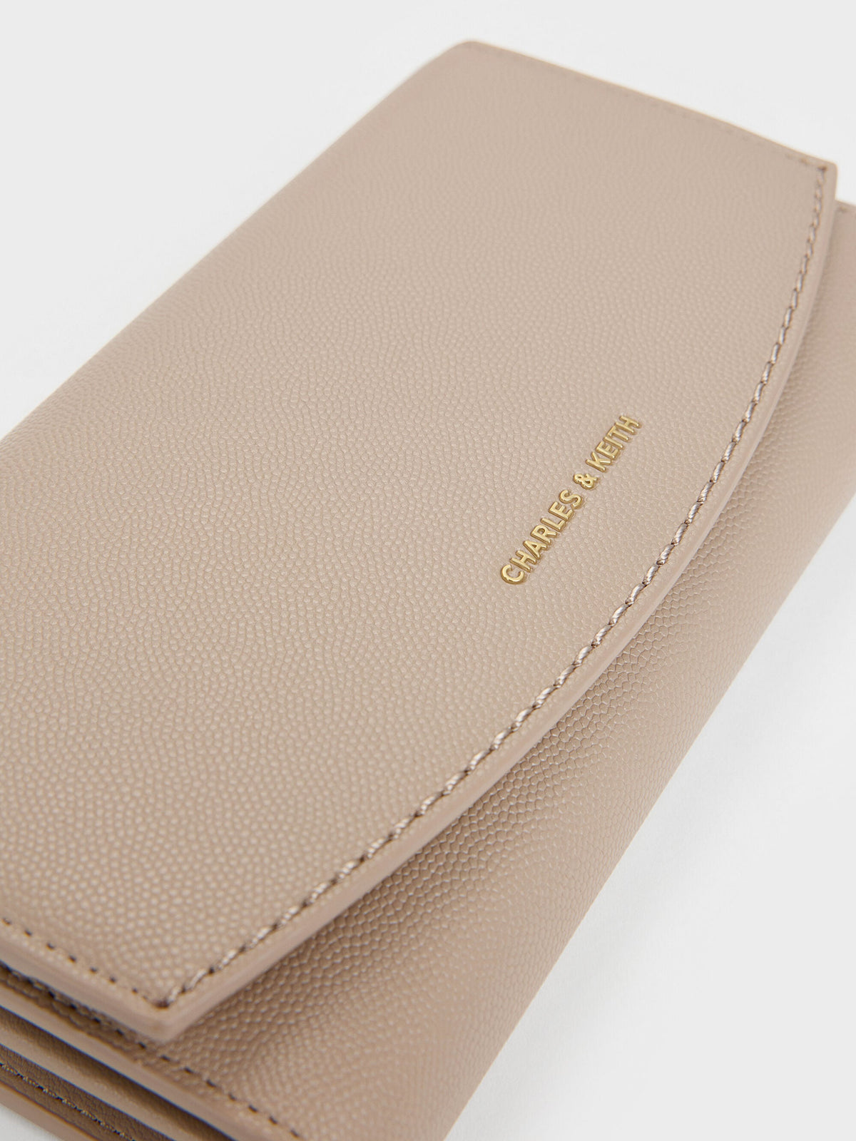 CHARLES & KEITH Trending / Briony Curved-Flap Long Wallet - Taupe