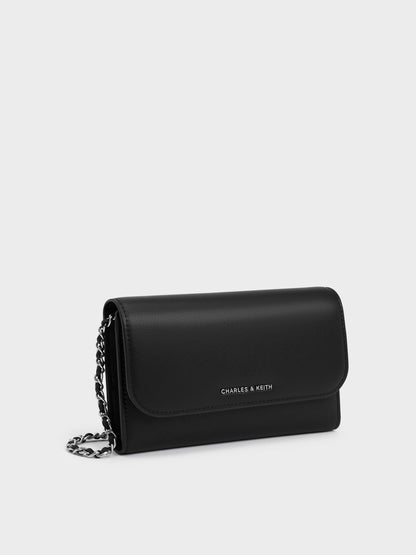 CHARLES & KEITH Sale / Octavia Front Flap Long Wallet - Noir