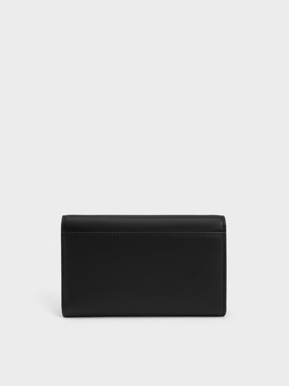 CHARLES & KEITH Sale / Octavia Front Flap Long Wallet - Noir
