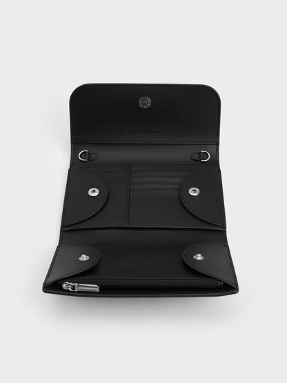 CHARLES & KEITH Sale / Octavia Front Flap Long Wallet - Noir