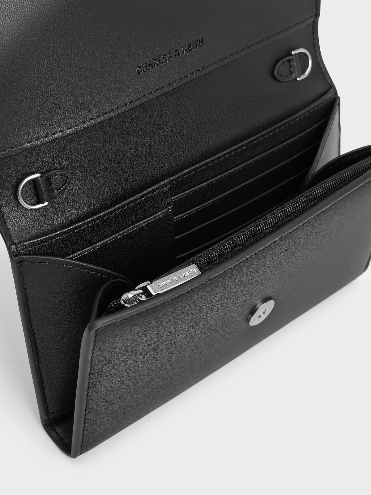 CHARLES & KEITH Sale / Octavia Front Flap Long Wallet - Noir